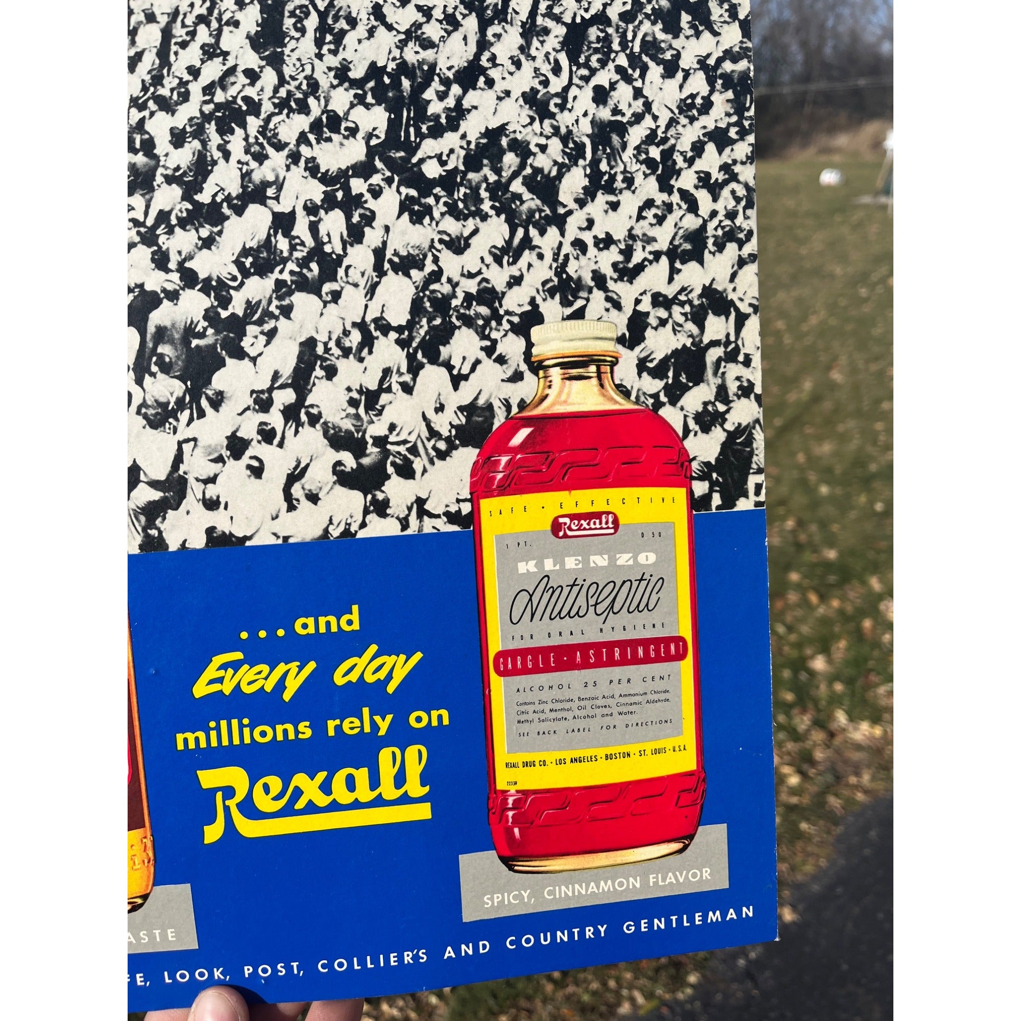 Vintage Rexall Mouth Wash Cardboard Advertising Easel Sign Drug Store Display