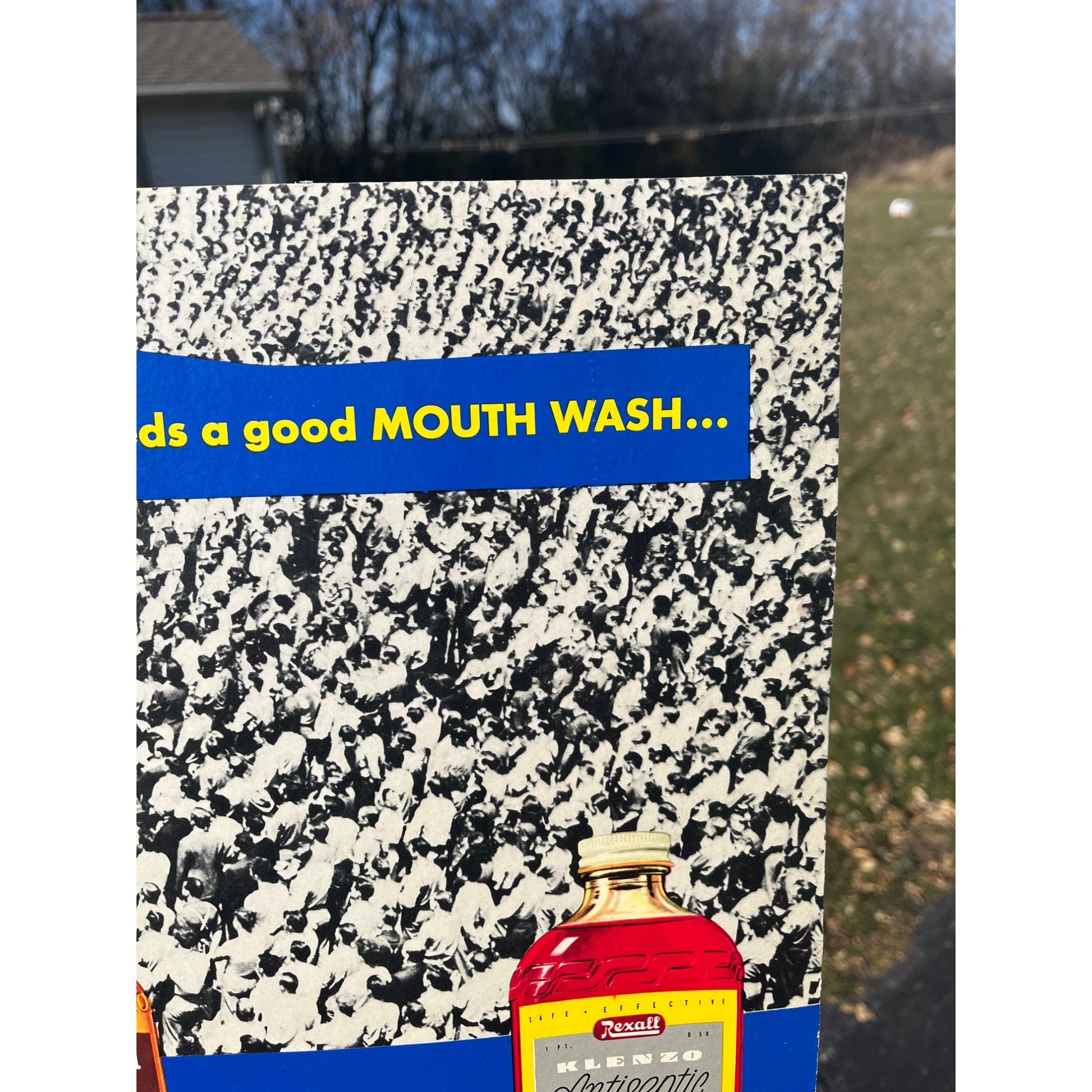 Vintage Rexall Mouth Wash Cardboard Advertising Easel Sign Drug Store Display