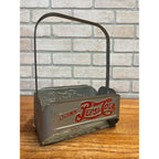 Vintage 1940's Pepsi Cola Double Dot Soda Embossed Metal 6 Bottle Carrier