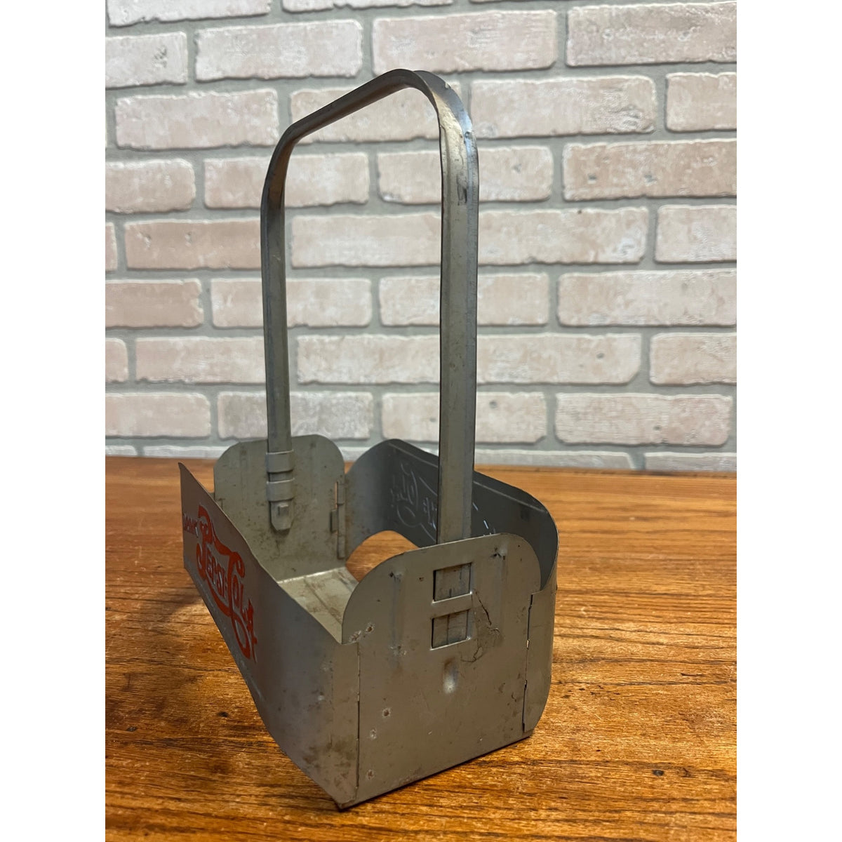 Vintage 1940's Pepsi Cola Double Dot Soda Embossed Metal 6 Bottle Carrier