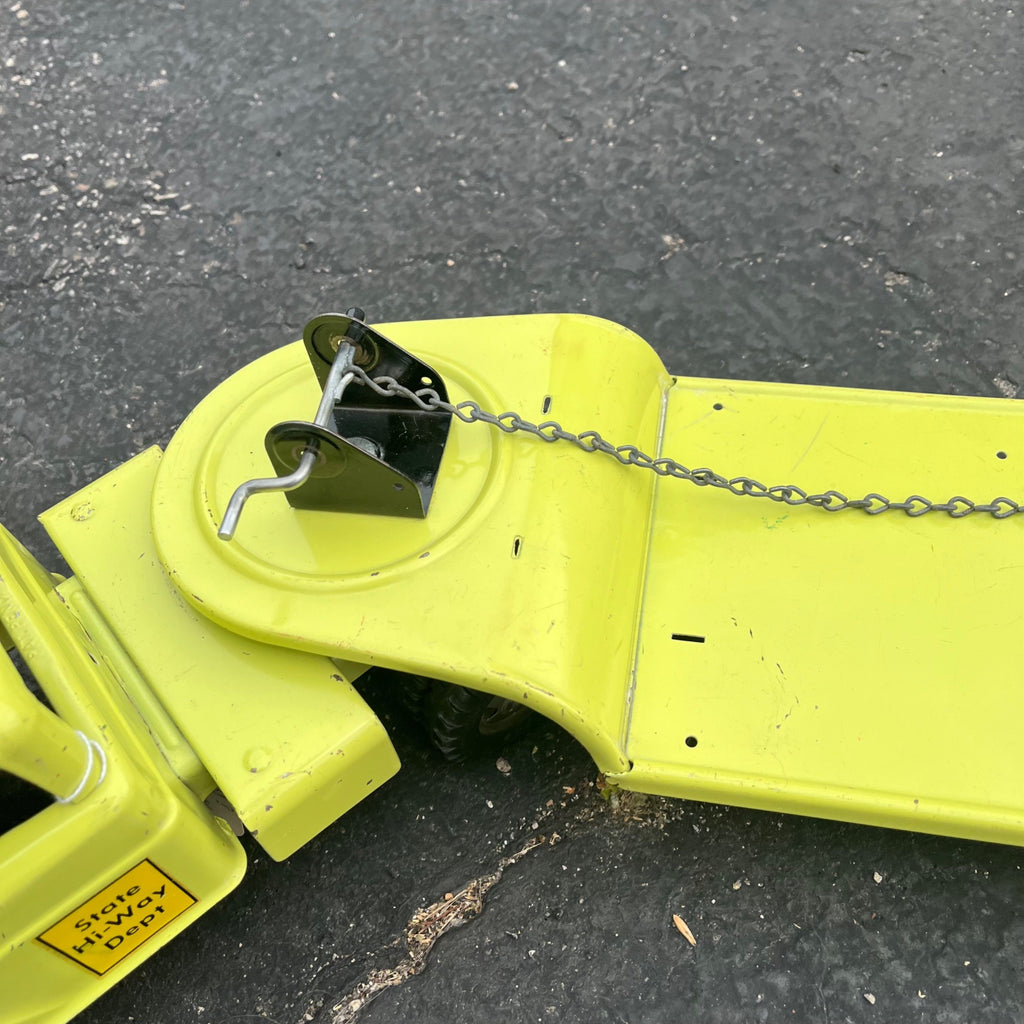 Vintage 1950s Tonka State Hi-Way Lime Green Lowboy Trailer Pressed Steel Toy