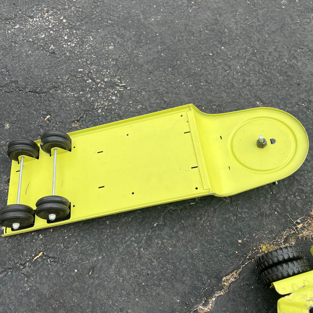 Vintage 1950s Tonka State Hi-Way Lime Green Lowboy Trailer Pressed Steel Toy