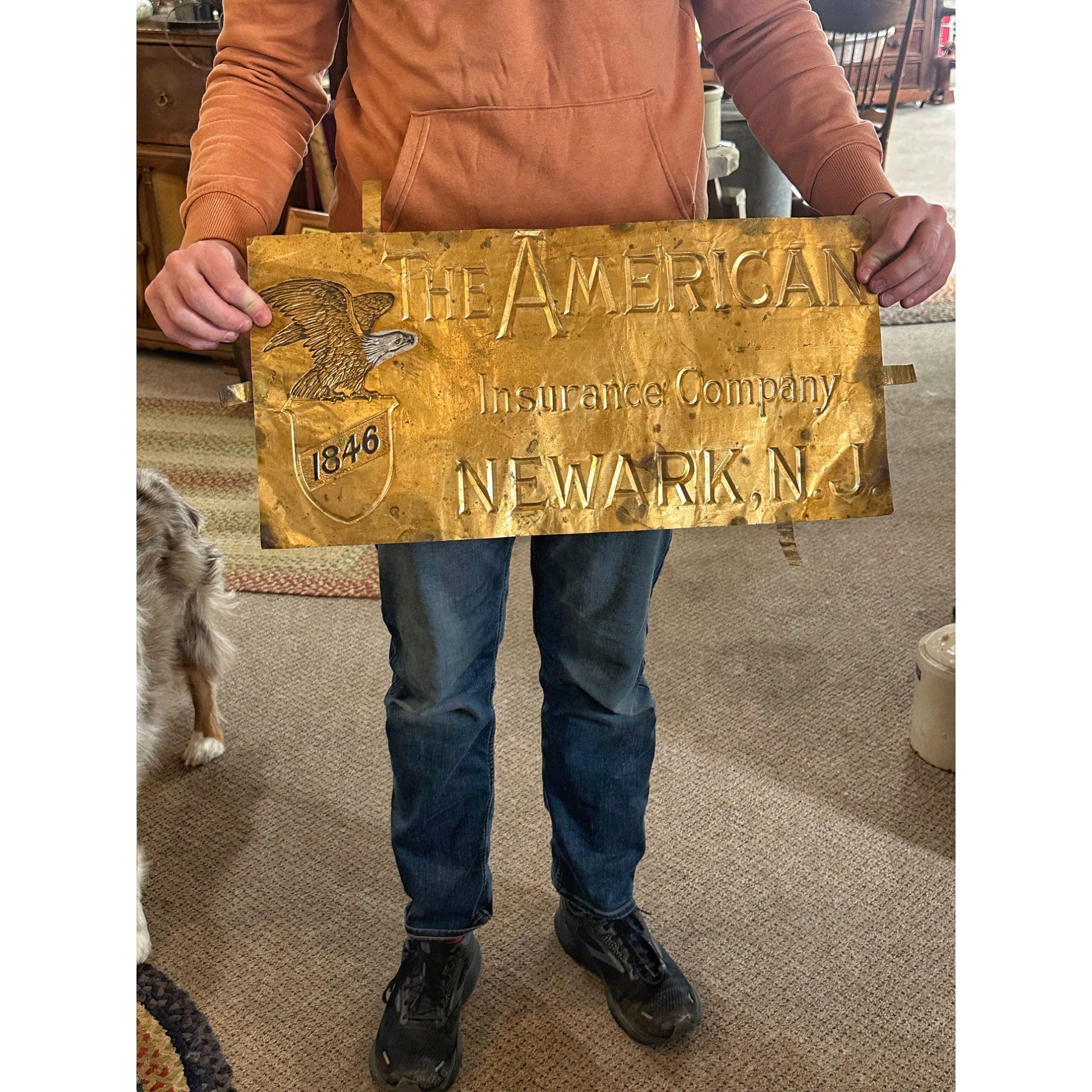 RARE Early 1900s The American Insurance Co. Advertising Sign Newark NJ Eagle