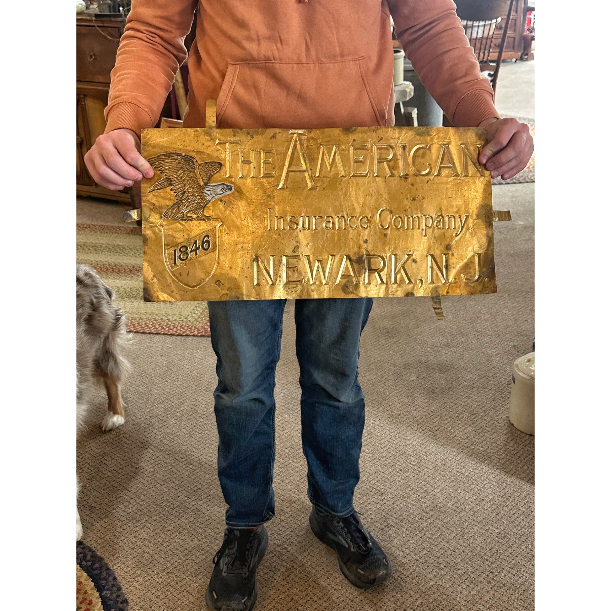 RARE Early 1900s The American Insurance Co. Advertising Sign Newark NJ Eagle