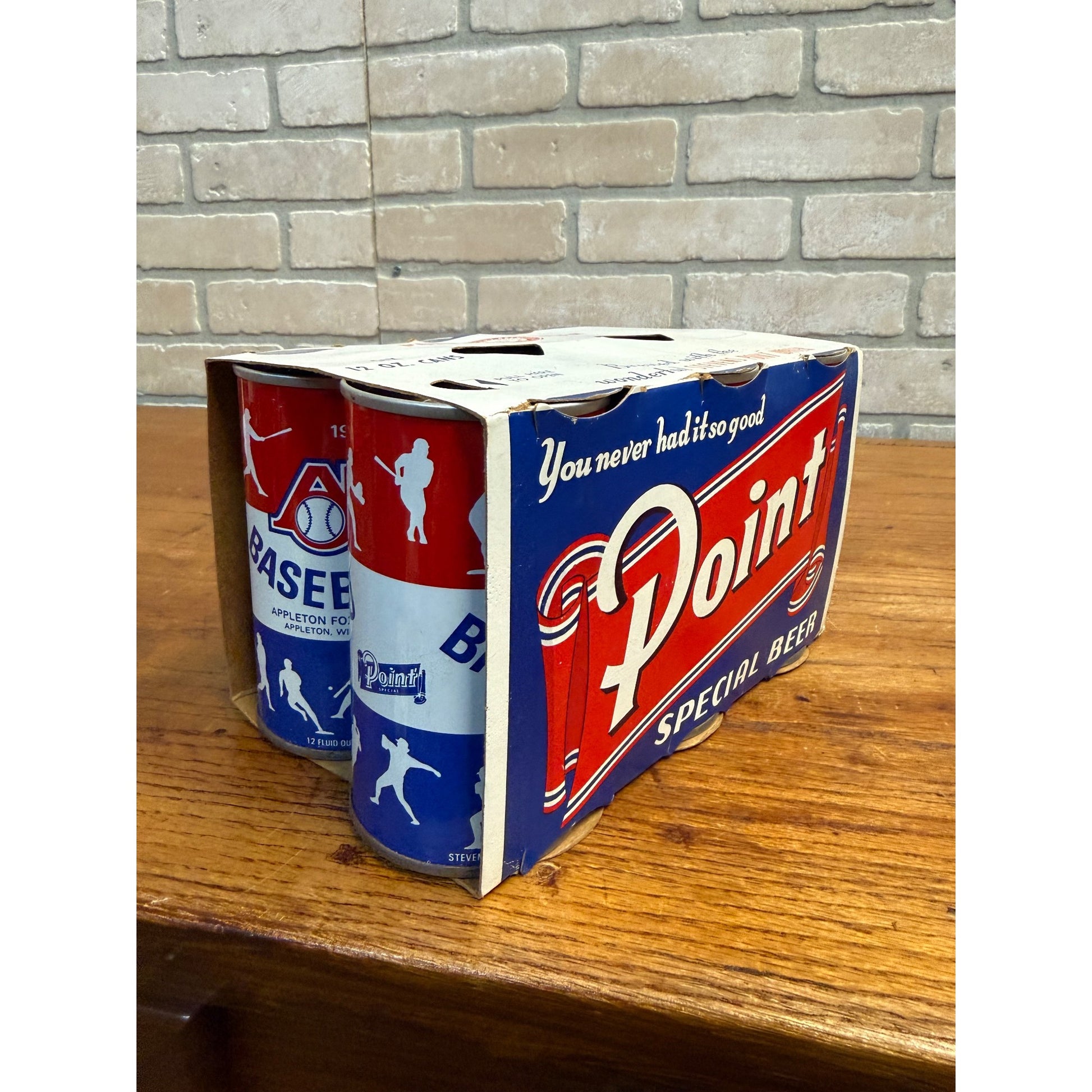 Vintage Point Beer 6-Pack Case Carrier w/ AF Basebrau Flat Cans Stevens Point WI
