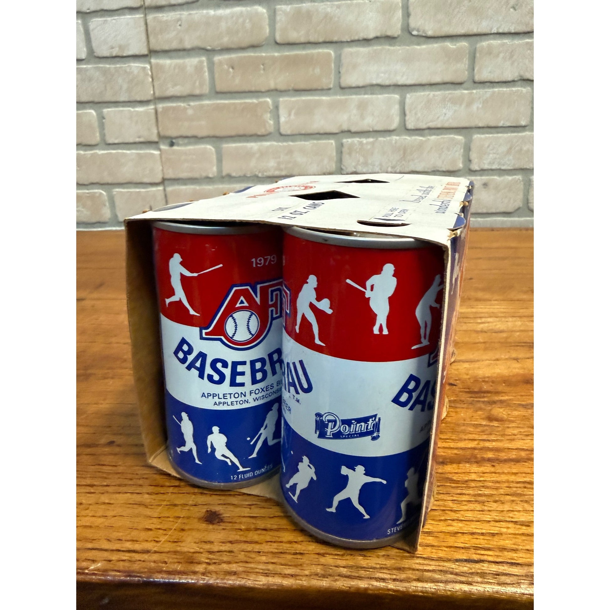 Vintage Point Beer 6-Pack Case Carrier w/ AF Basebrau Flat Cans Stevens Point WI