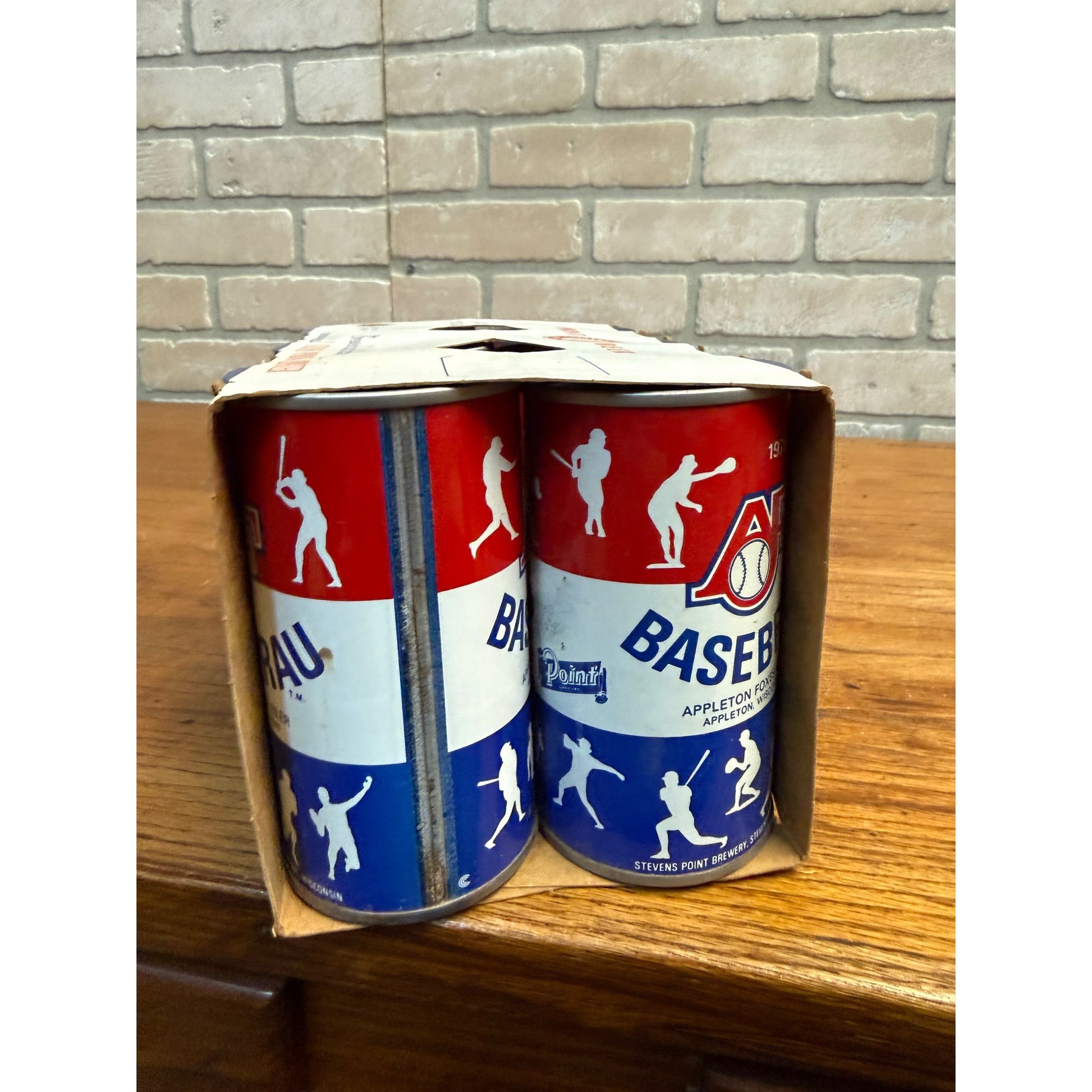 Vintage Point Beer 6-Pack Case Carrier w/ AF Basebrau Flat Cans Stevens Point WI