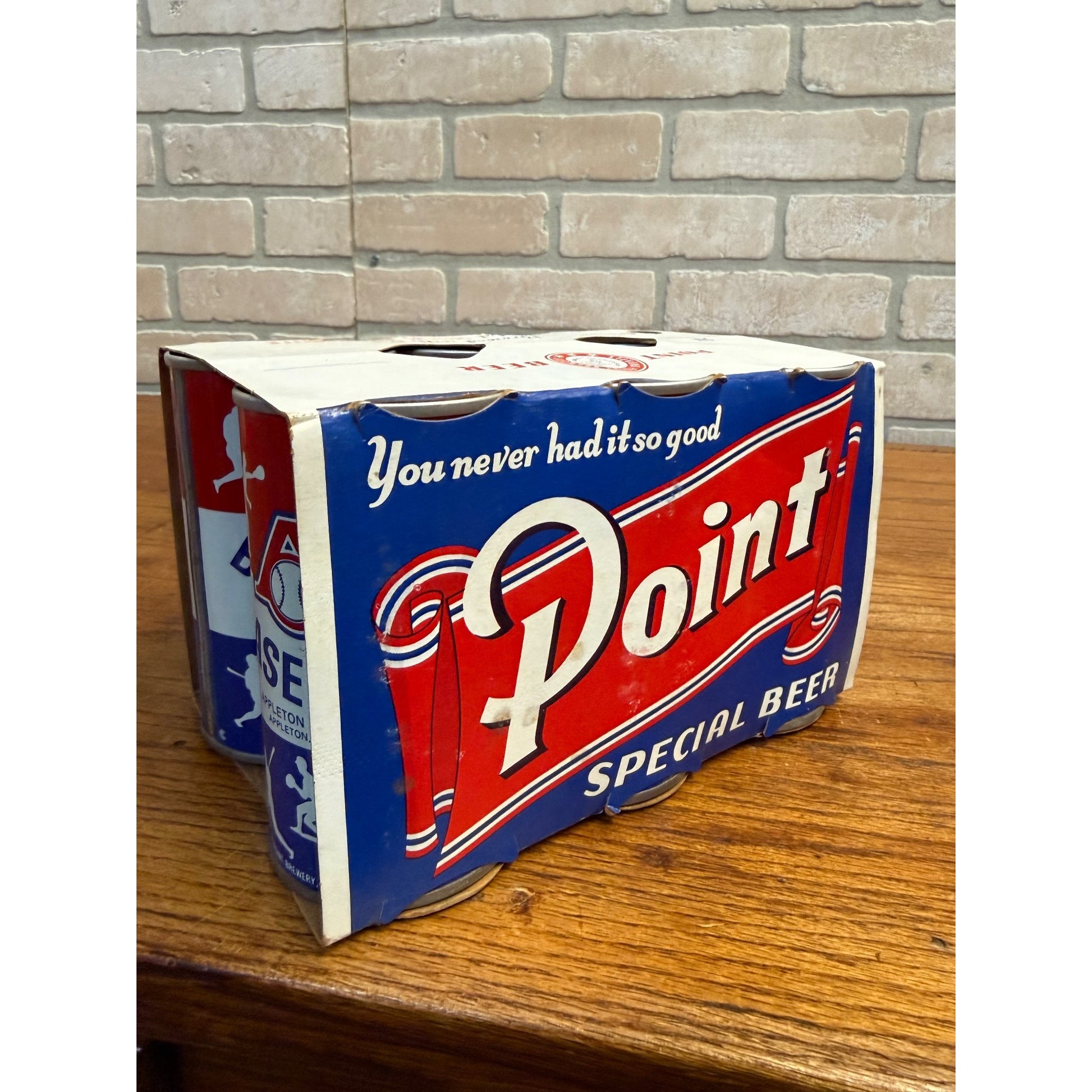 Vintage Point Beer 6-Pack Case Carrier w/ AF Basebrau Flat Cans Stevens Point WI