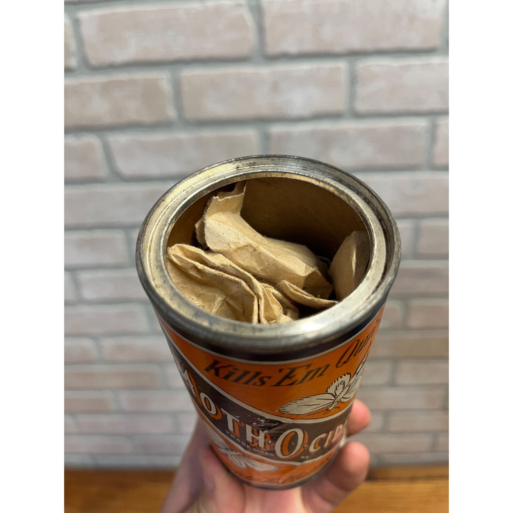 Vintage Moth-O-Cide Moth Killer Advertising Tin Can Insecticide Display