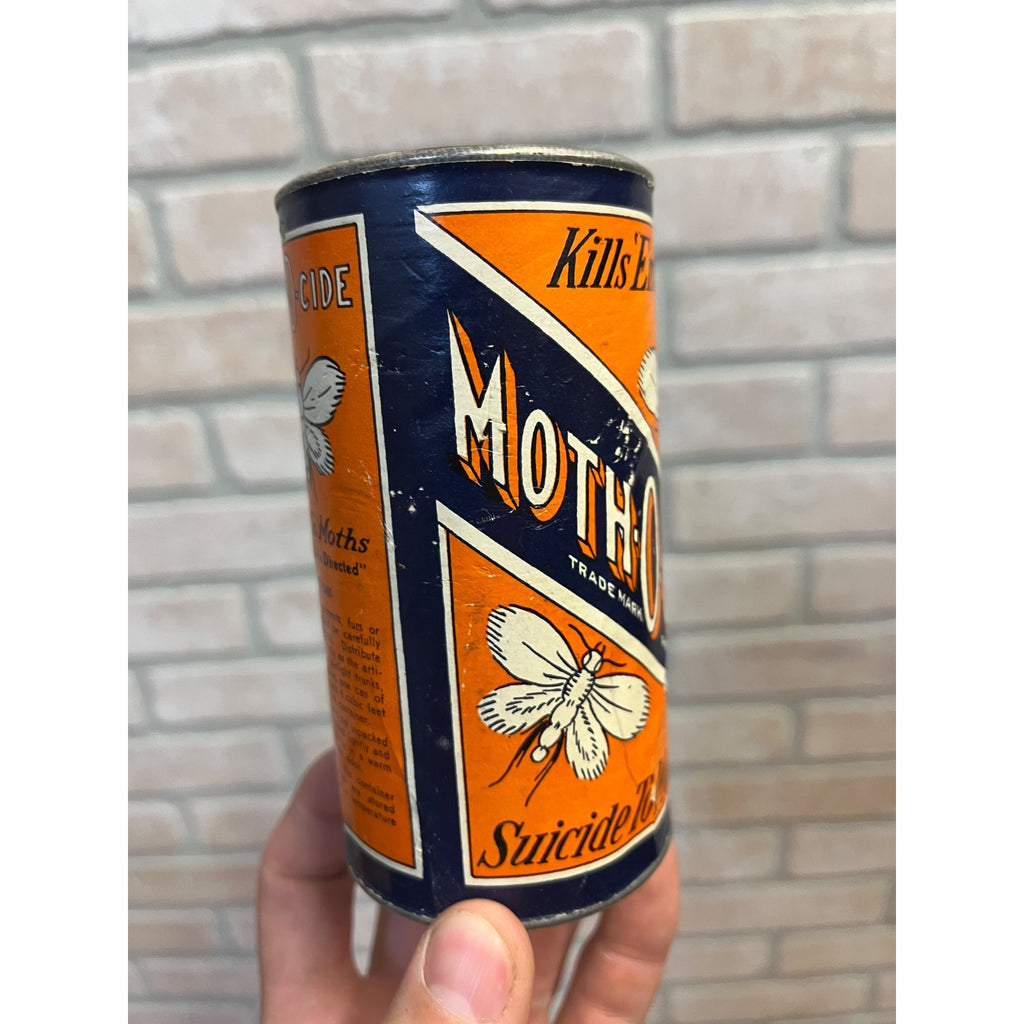 Vintage Moth-O-Cide Moth Killer Advertising Tin Can Insecticide Display