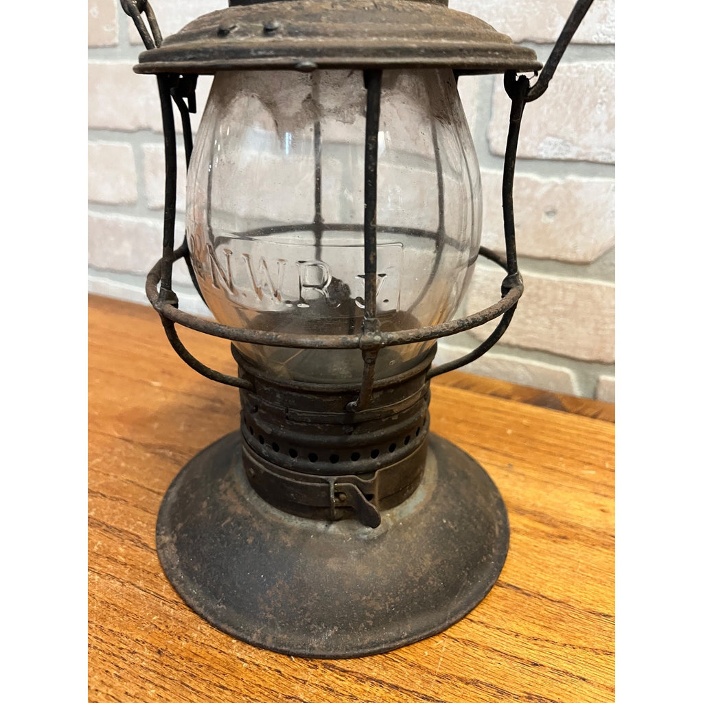 CHICAGO MILWAUKEE RAILROAD LANTERN BELL BOTTOM w/ Northwestern Globe C.M.& St. P. Ry 1895