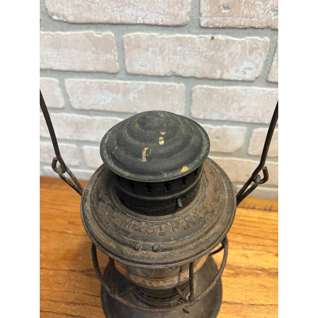 CHICAGO MILWAUKEE RAILROAD LANTERN BELL BOTTOM w/ Northwestern Globe C.M.& St. P. Ry 1895