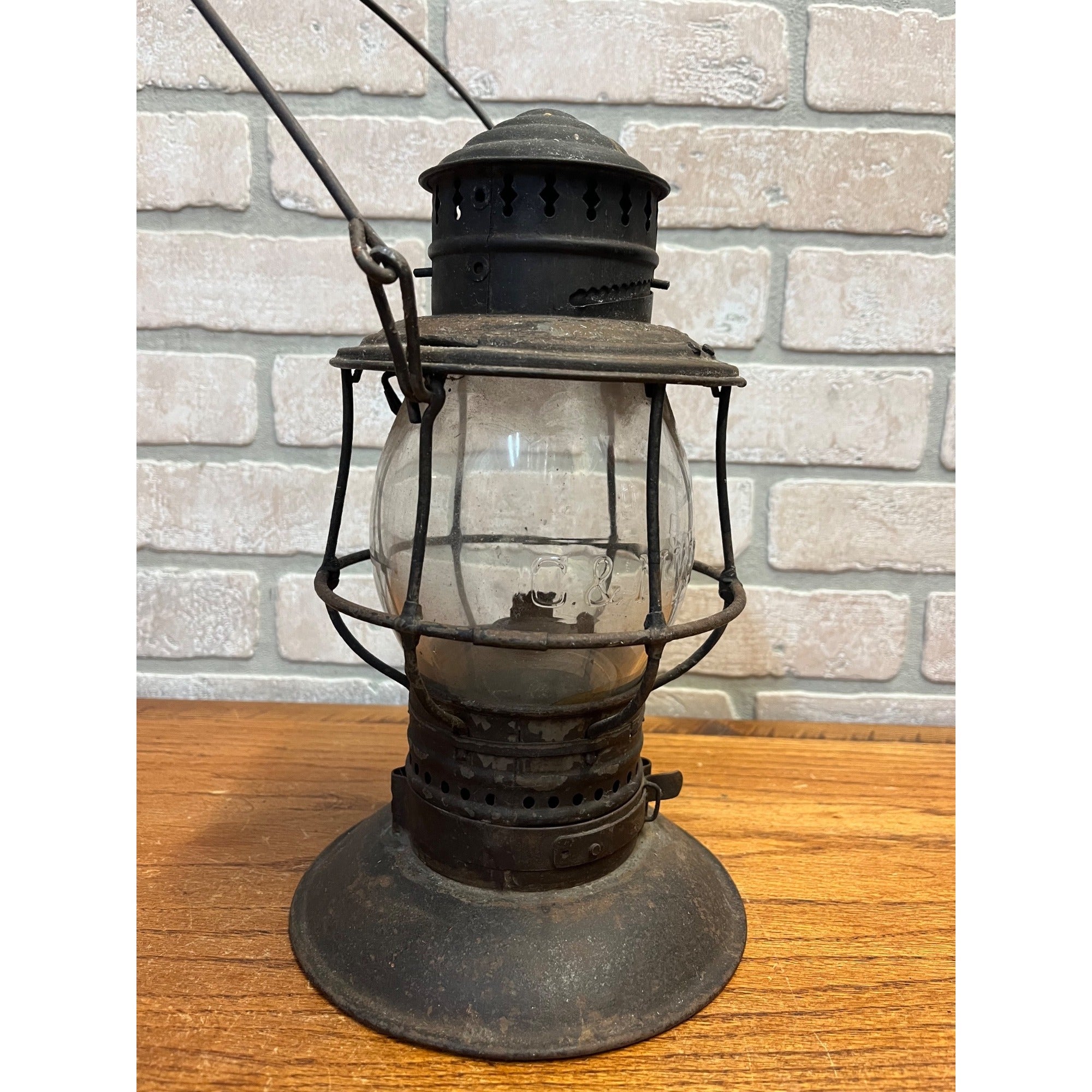 CHICAGO MILWAUKEE RAILROAD LANTERN BELL BOTTOM w/ Northwestern Globe C.M.& St. P. Ry 1895