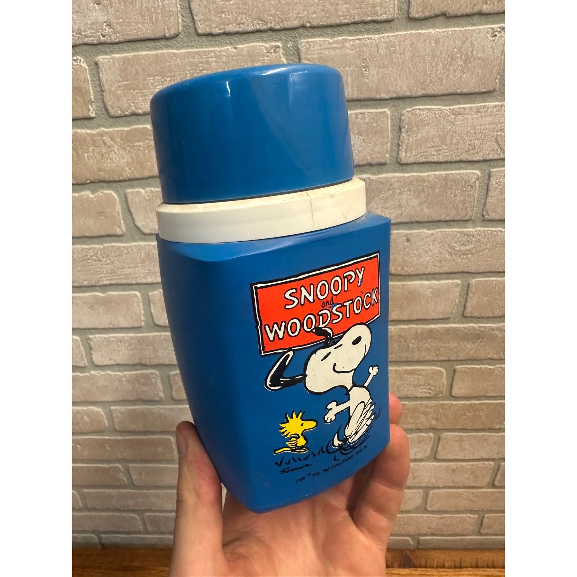 Vintage 1965 Snoopy and Woodstock Blue Lunchbox Thermos Peanuts Replacement