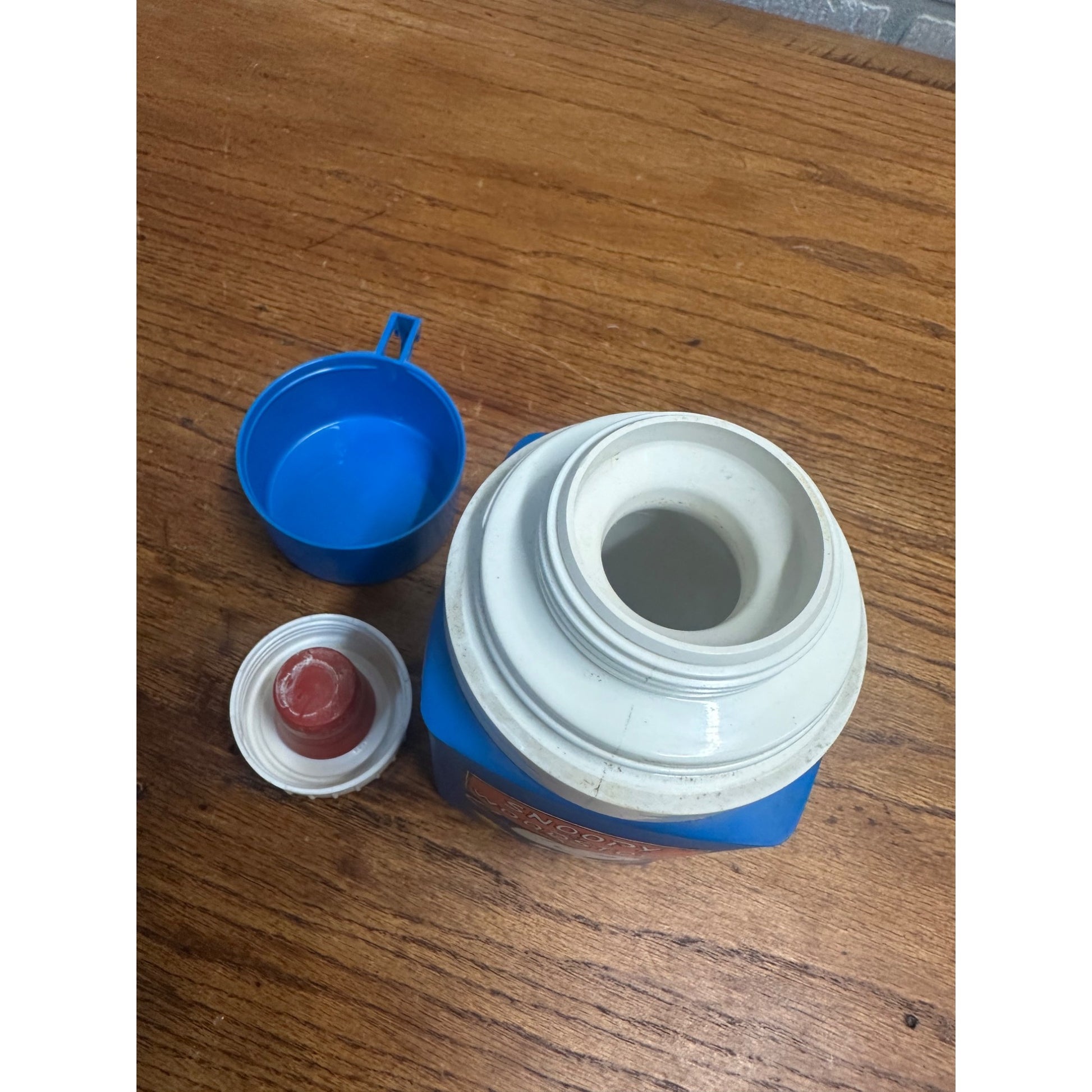 Vintage 1965 Snoopy and Woodstock Blue Lunchbox Thermos Peanuts Replacement