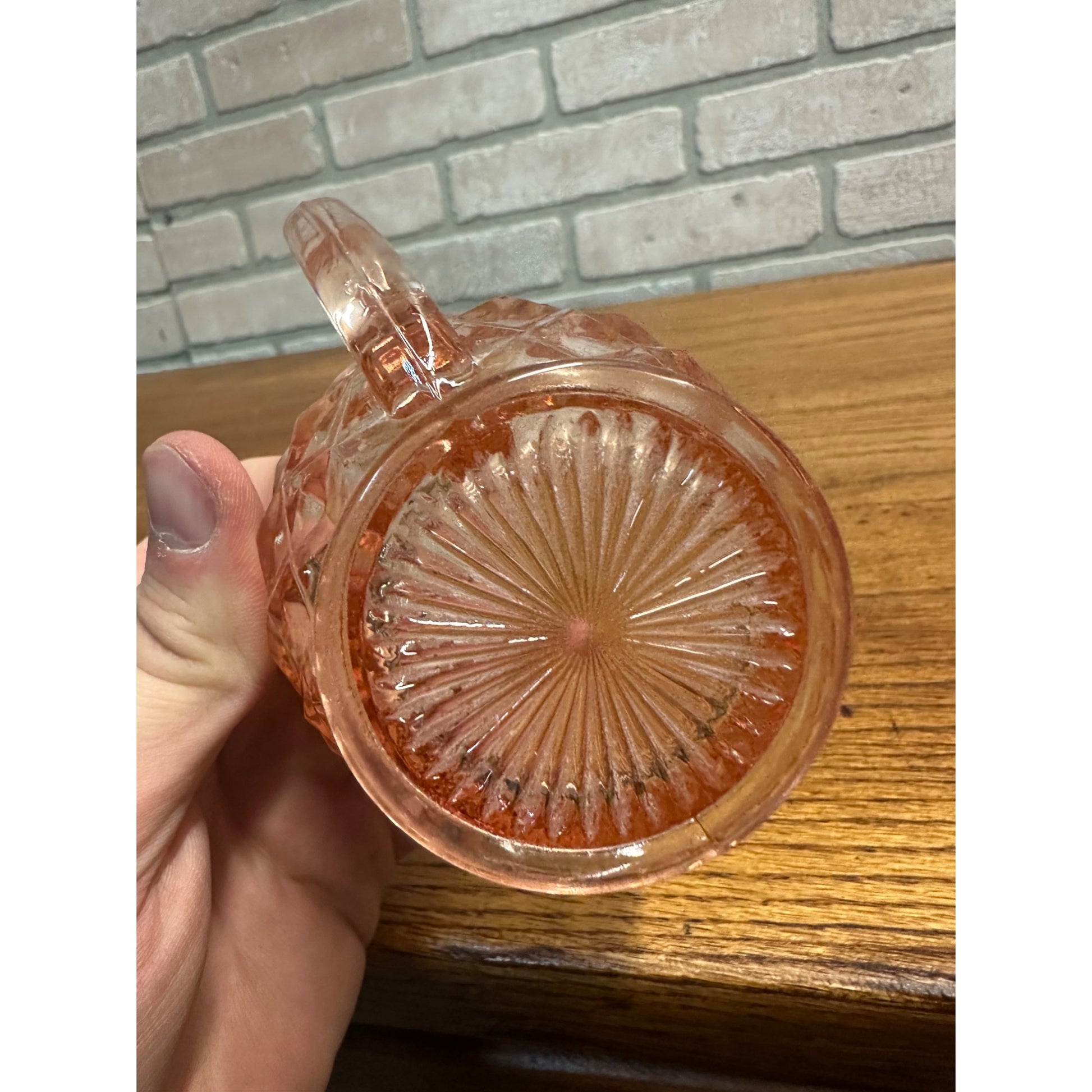 Vintage Pink Depression Glass Jeannette Glass Open Sugar Bowl And Creamer Cubist