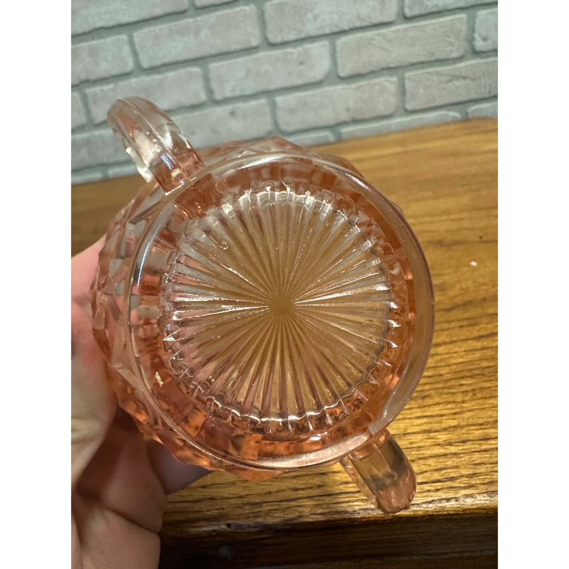 Vintage Pink Depression Glass Jeannette Glass Open Sugar Bowl And Creamer Cubist