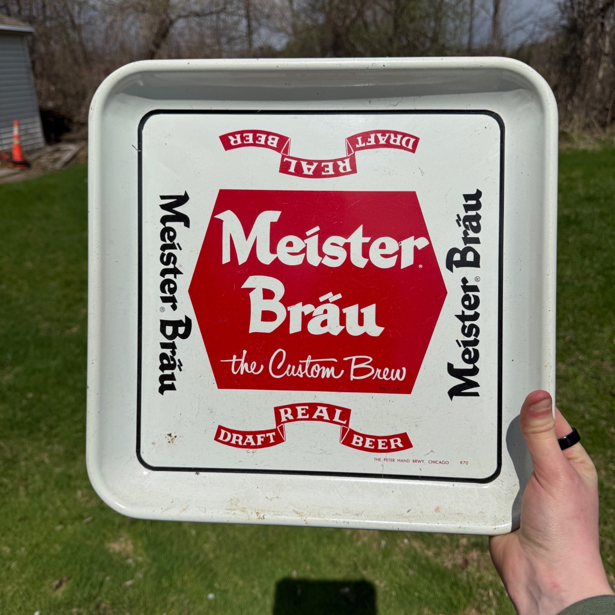 Vintage Meister Brau Beer Tray 13" Square Chicago Peter Hand Brewery Advertising