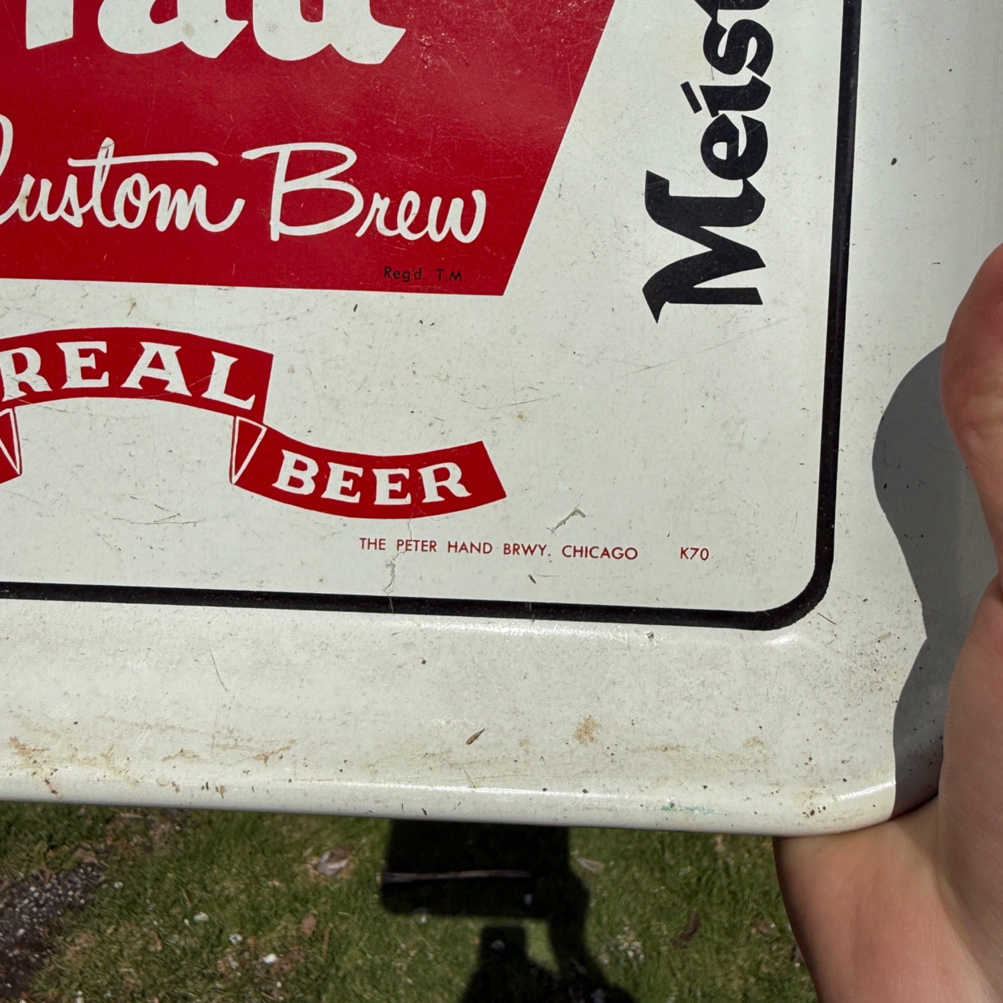 Vintage Meister Brau Beer Tray 13" Square Chicago Peter Hand Brewery Advertising