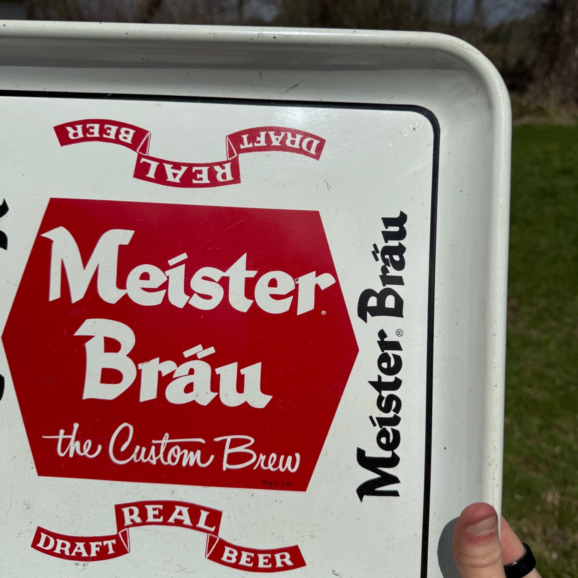Vintage Meister Brau Beer Tray 13" Square Chicago Peter Hand Brewery Advertising