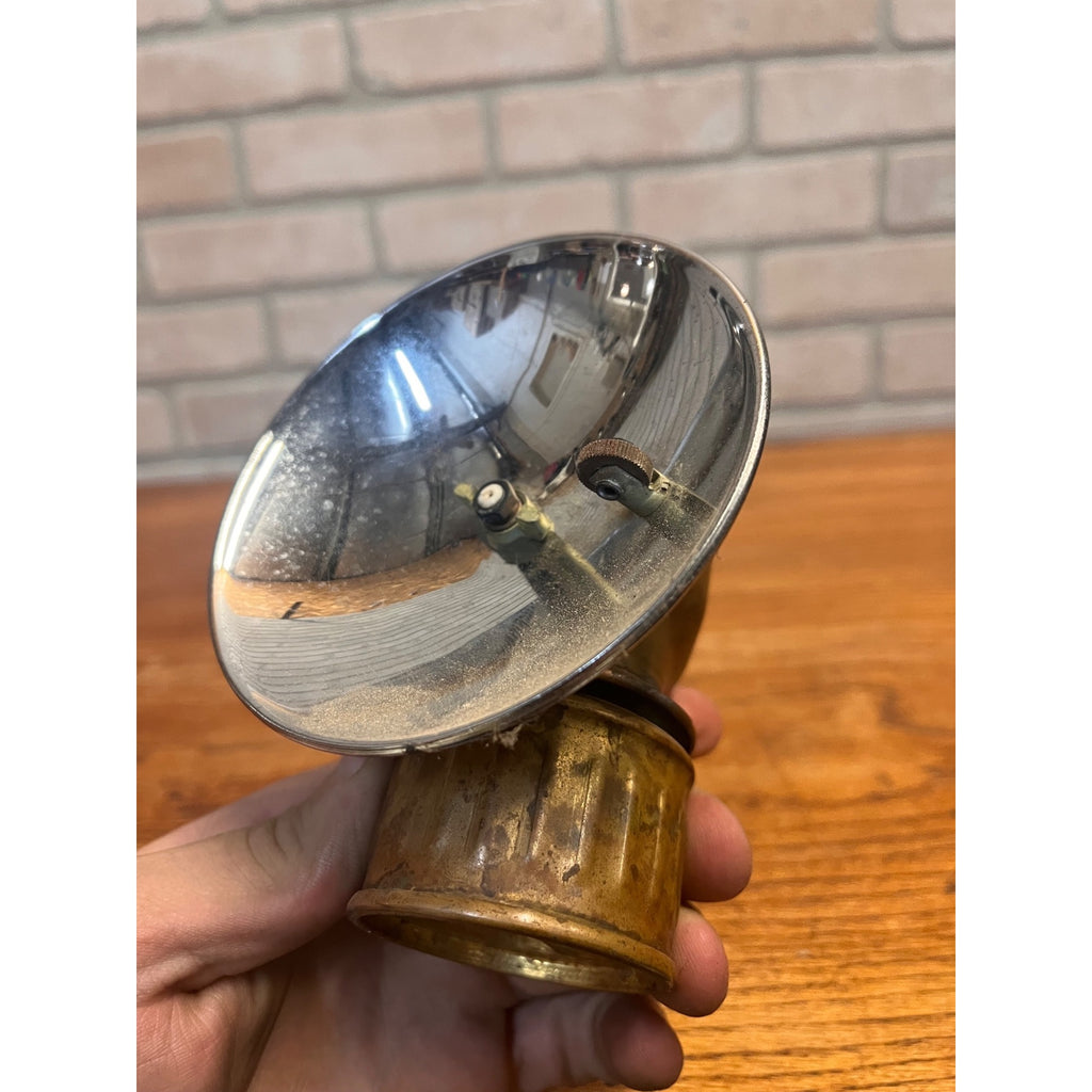 Vintage Justrite Miners Work Hat Helmet Carbide Lamp Lantern Light Brass USA
