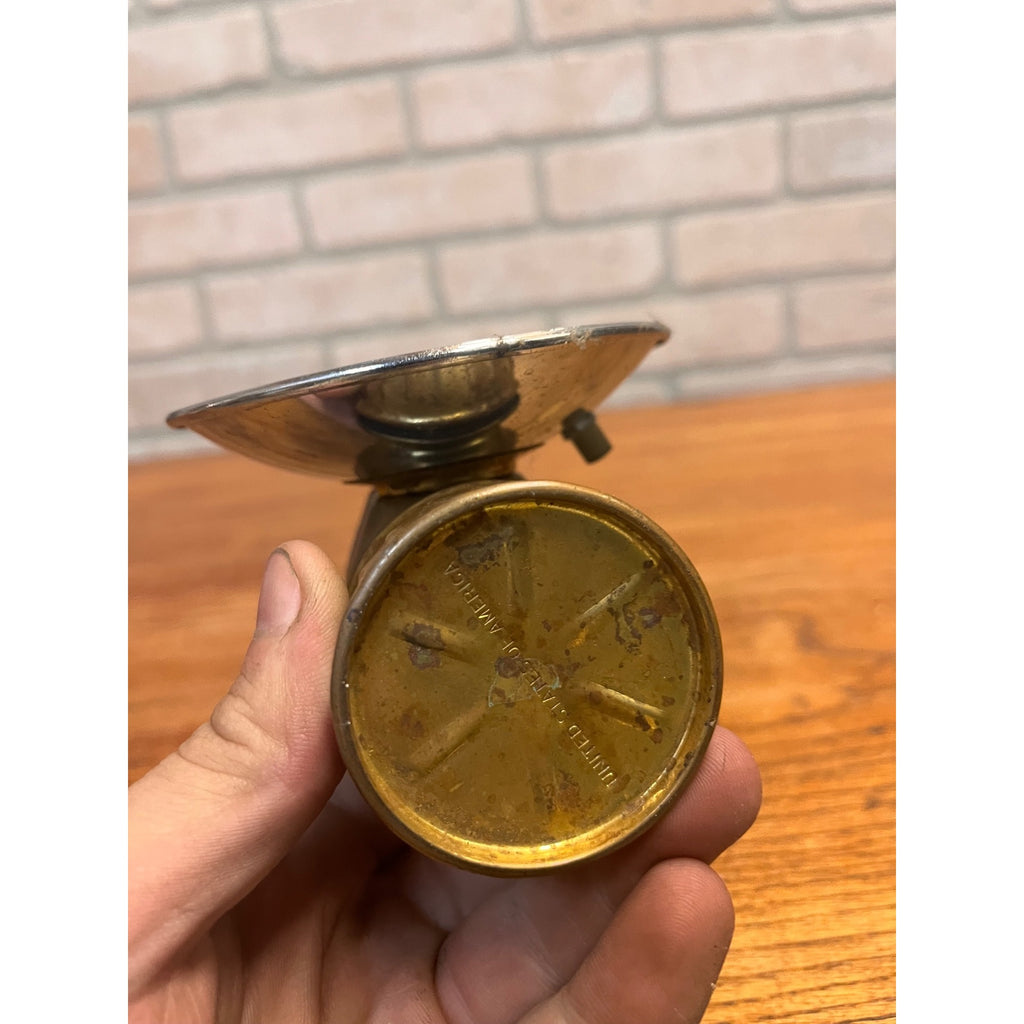 Vintage Justrite Miners Work Hat Helmet Carbide Lamp Lantern Light Brass USA