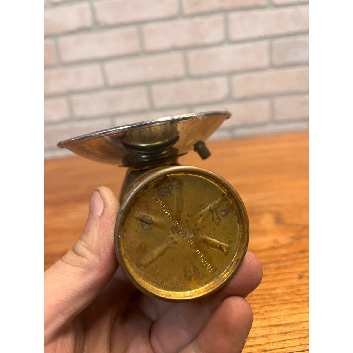 Vintage Justrite Miners Work Hat Helmet Carbide Lamp Lantern Light Brass USA