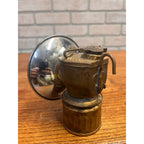 Vintage Justrite Miners Work Hat Helmet Carbide Lamp Lantern Light Brass USA
