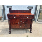 Antique 1800s Empire Flame Mahogany Buffet Kitchen Sideboard w/ Carved Claw Feet