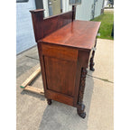 Antique 1800s Empire Flame Mahogany Buffet Kitchen Sideboard w/ Carved Claw Feet
