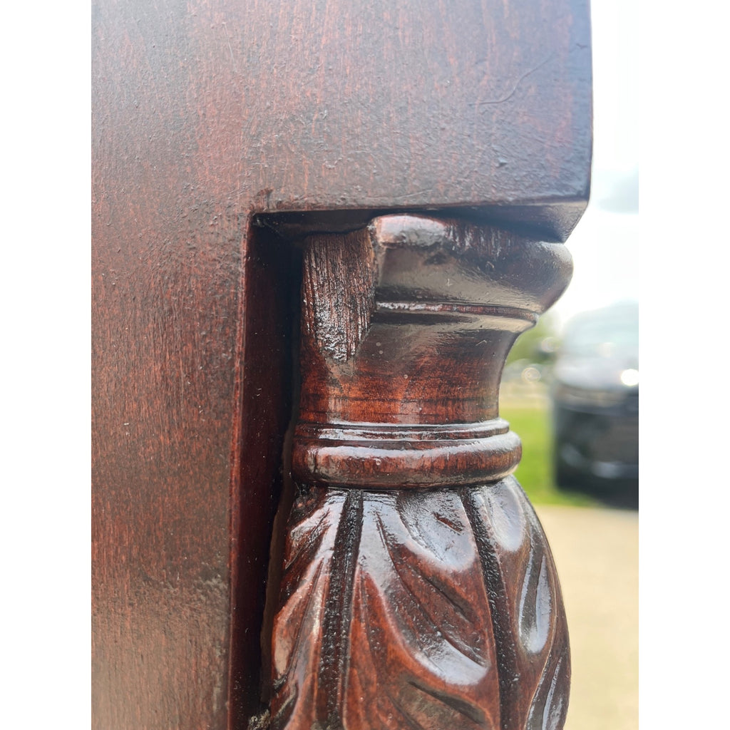 Antique 1800s Empire Flame Mahogany Buffet Kitchen Sideboard w/ Carved Claw Feet