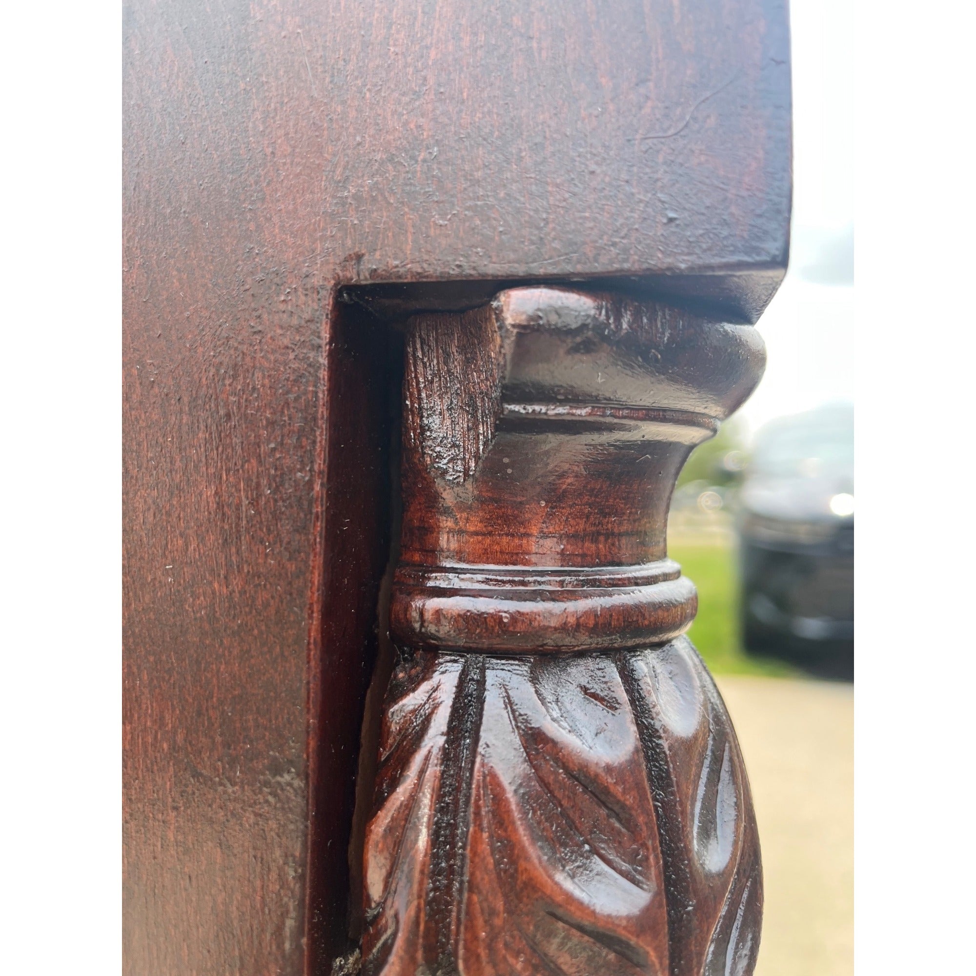 Antique 1800s Empire Flame Mahogany Buffet Kitchen Sideboard w/ Carved Claw Feet