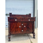 Antique 1800s Empire Flame Mahogany Buffet Kitchen Sideboard w/ Carved Claw Feet