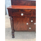 Antique 1800s Empire Flame Mahogany Buffet Kitchen Sideboard w/ Carved Claw Feet