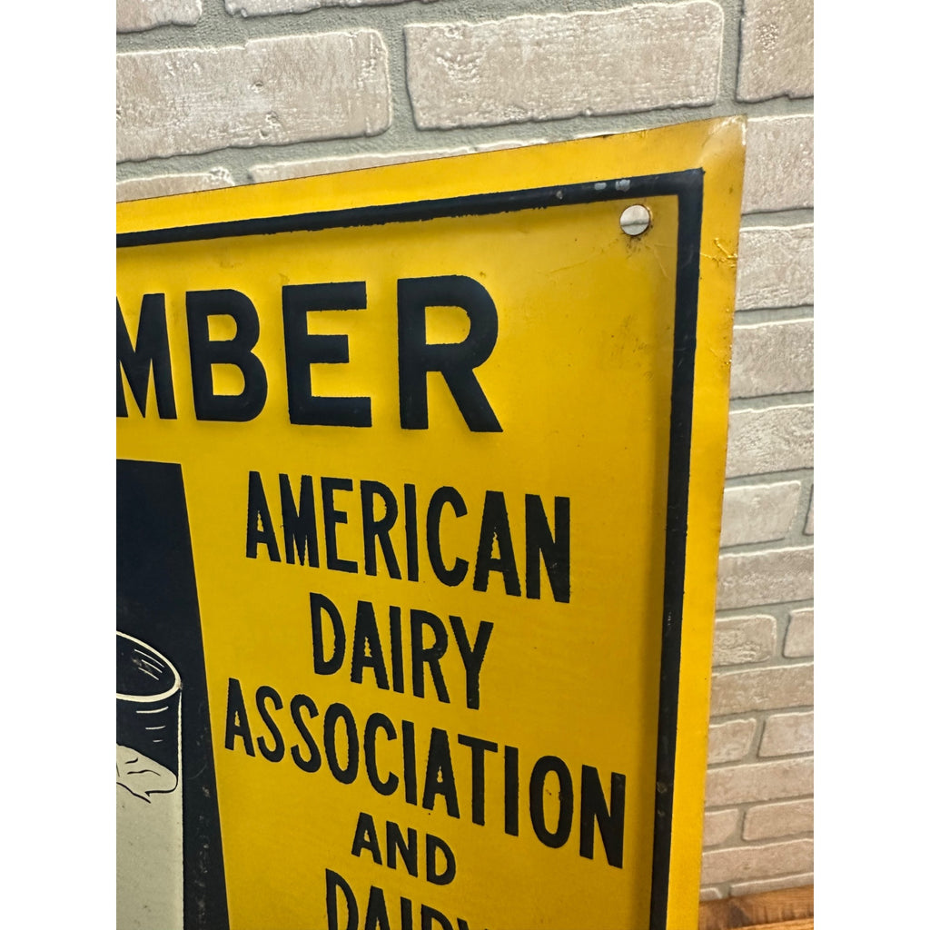 Vintage Member American Dairy Association Milk Refreshes Tin Embossed Sign