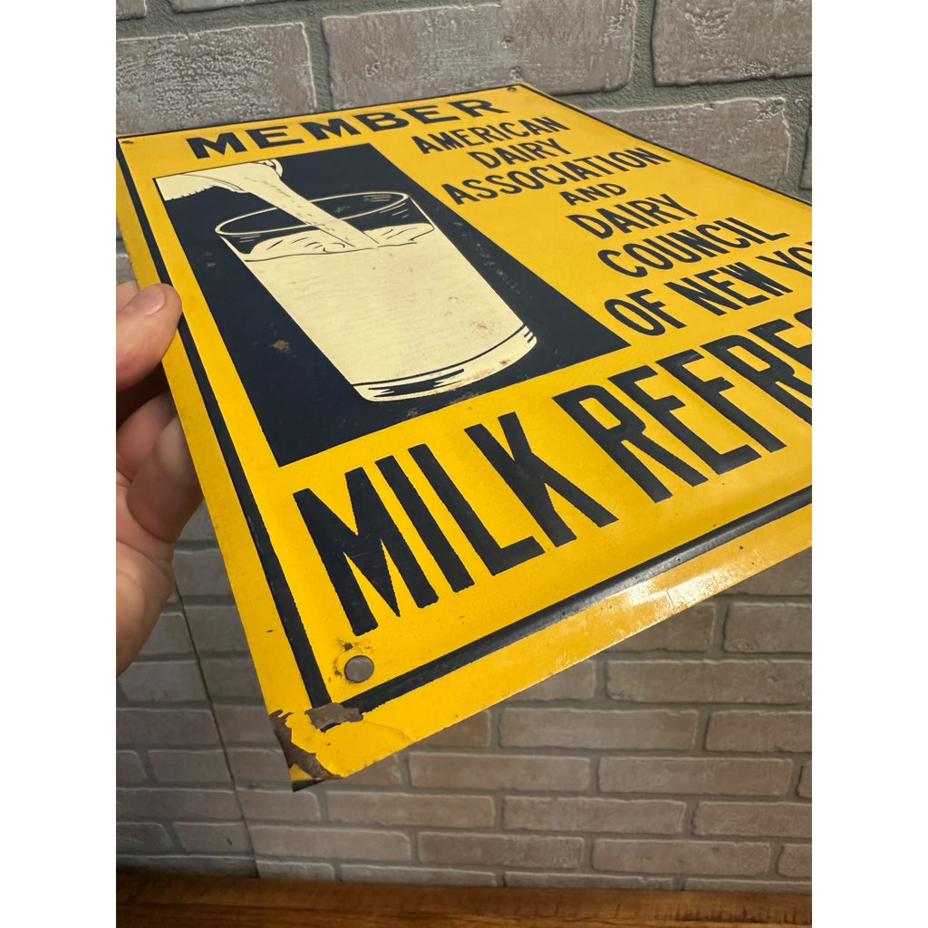 Vintage Member American Dairy Association Milk Refreshes Tin Embossed Sign