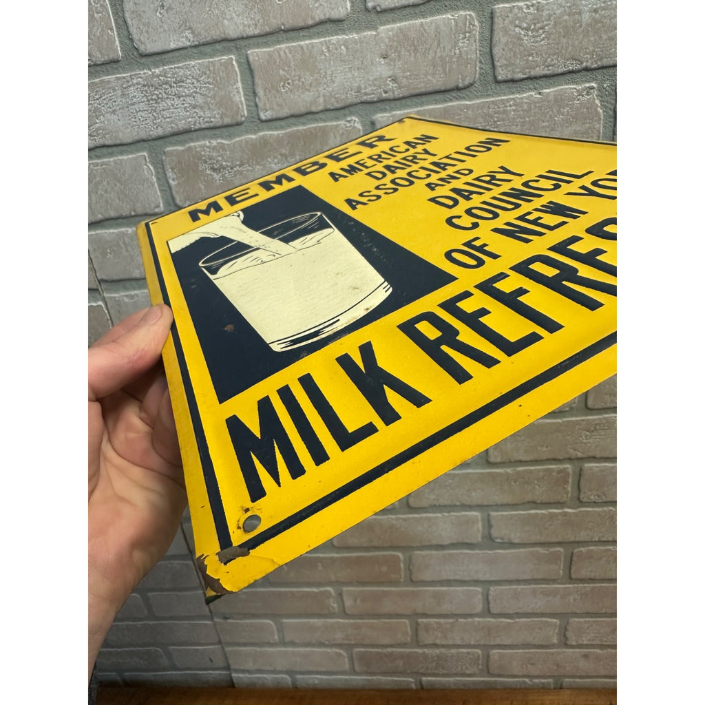 Vintage Member American Dairy Association Milk Refreshes Tin Embossed Sign