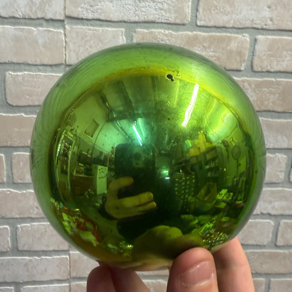 4-1/2" Green Antique German Large Kugel Christmas Ornament