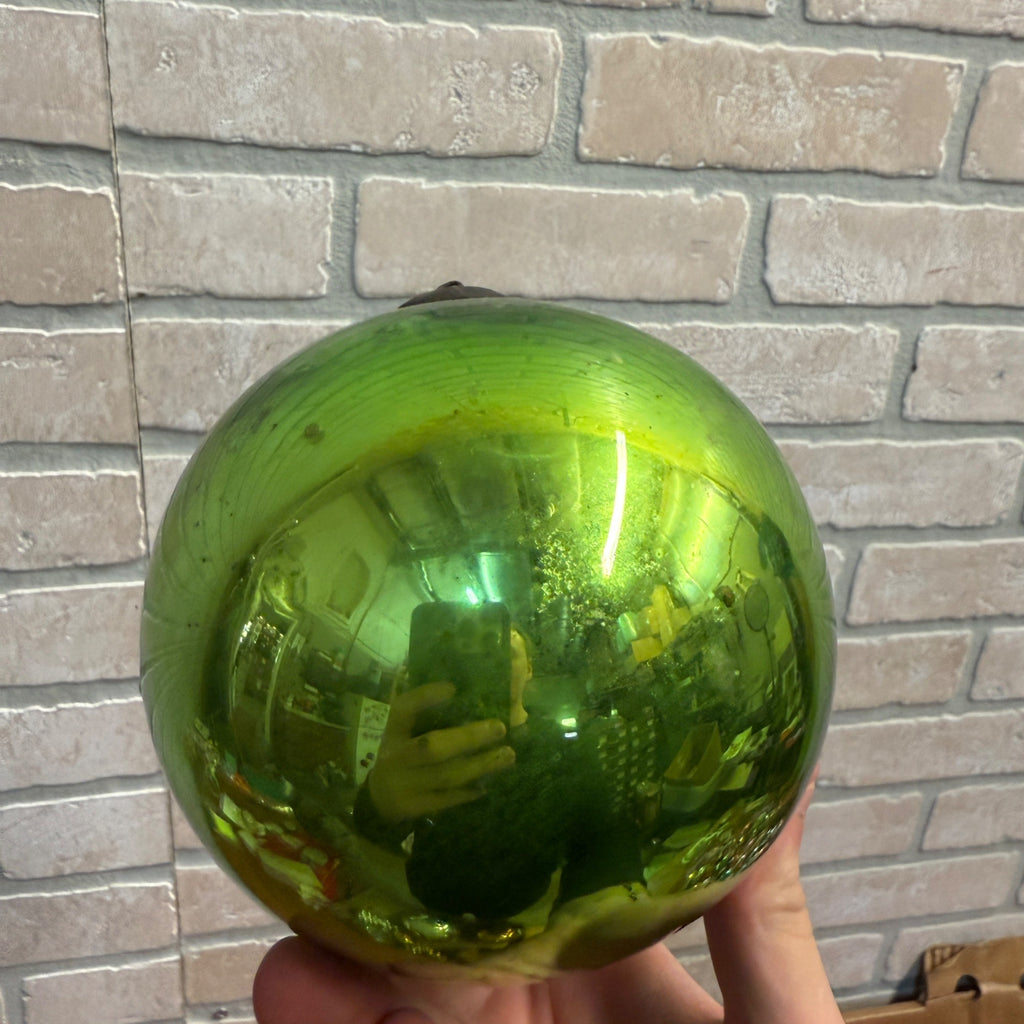 4-1/2" Green Antique German Large Kugel Christmas Ornament