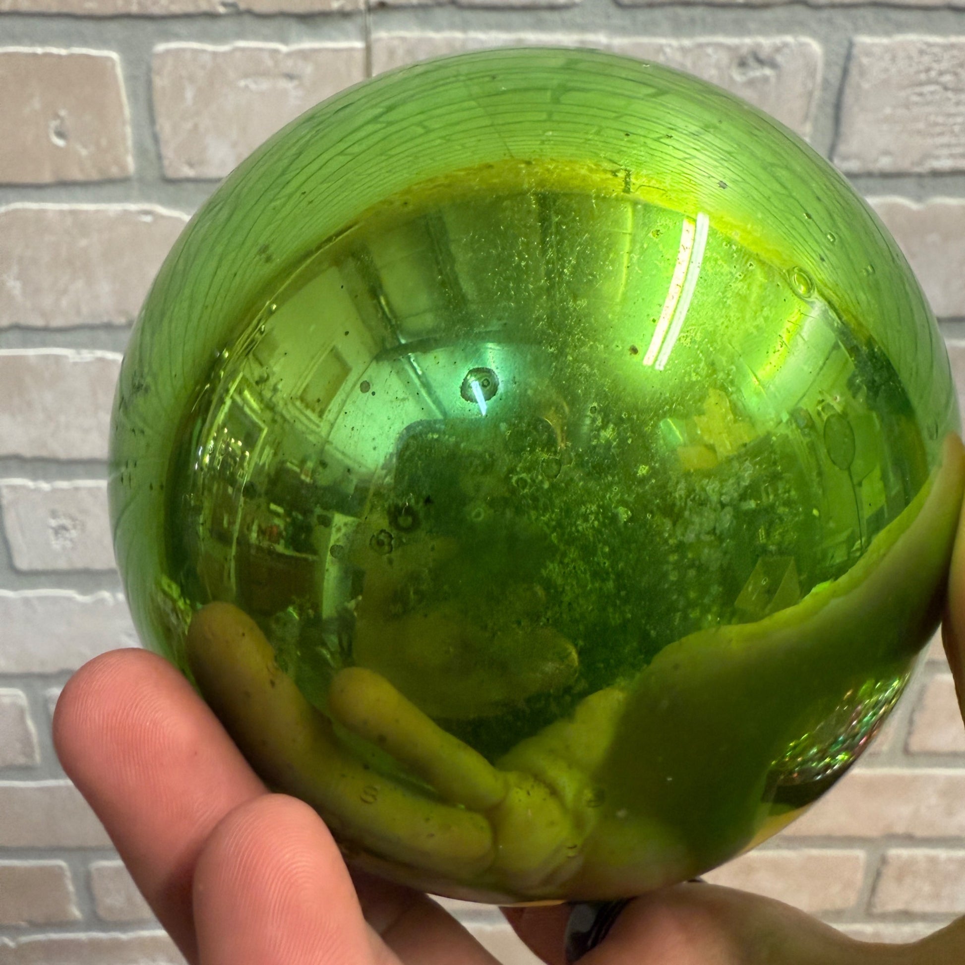 4-1/2" Green Antique German Large Kugel Christmas Ornament