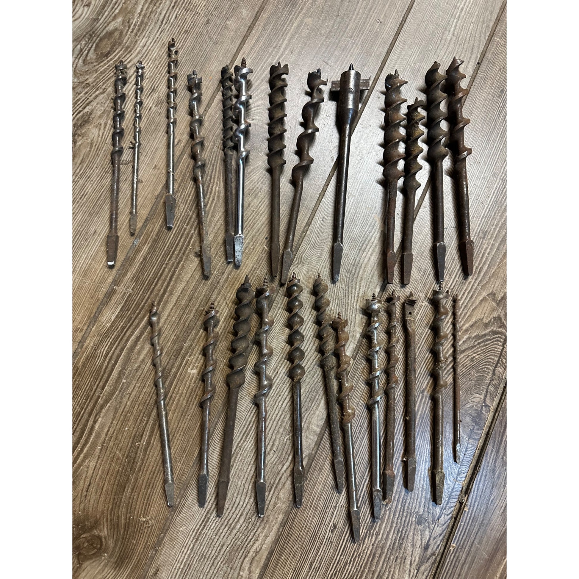 Lot of 25 Vintage Auger Bits For Brace Drill Mixed Sizes