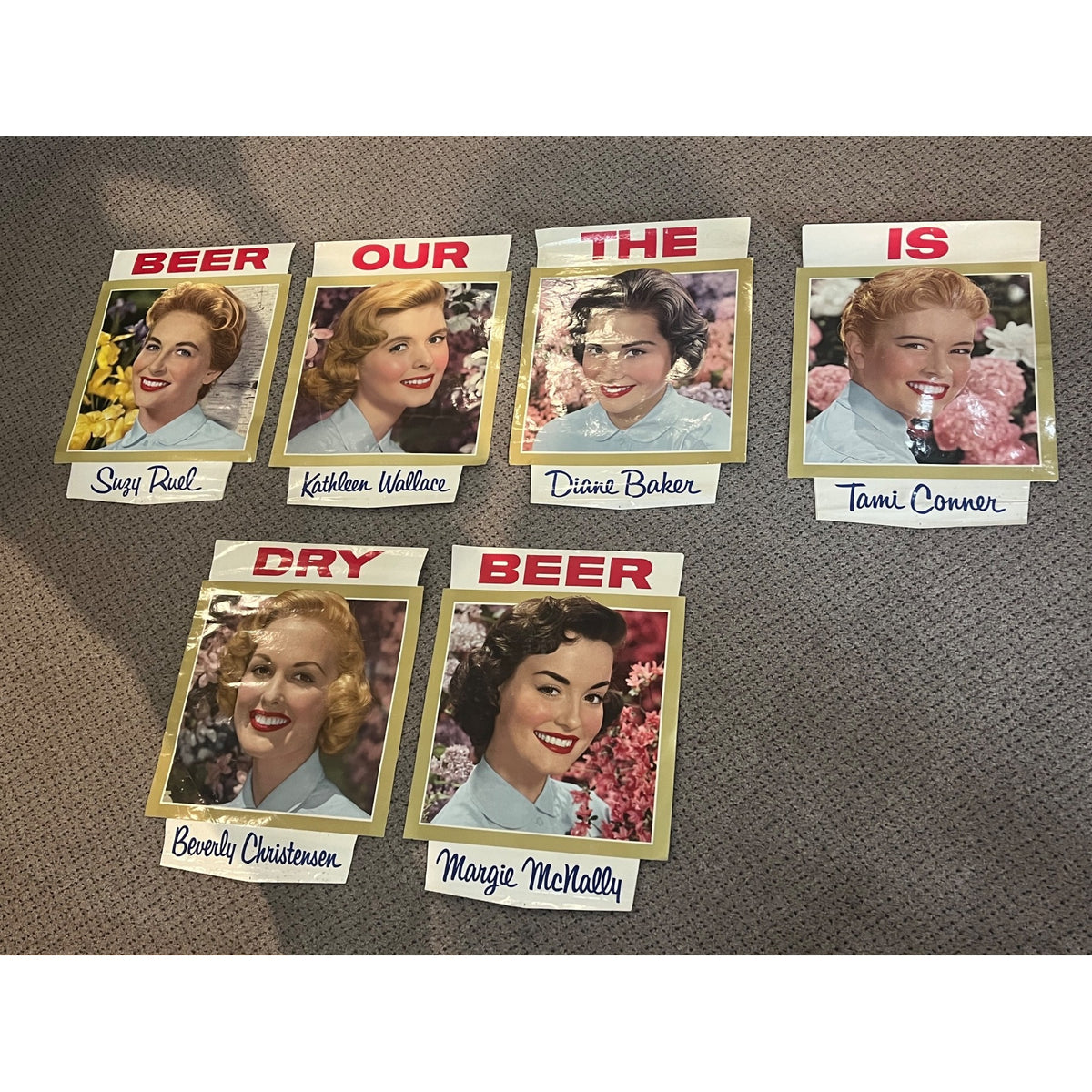 RARE Rheingold Beer Banner Advertising Pennants Miss 1957 Store Display Sign