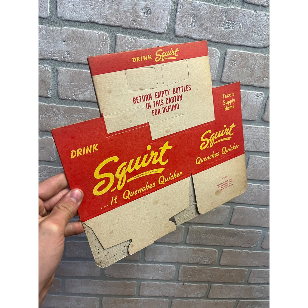 Vintage Early Red Squirt NOS Soda Carrier Totes Advertising Bottle Carrier