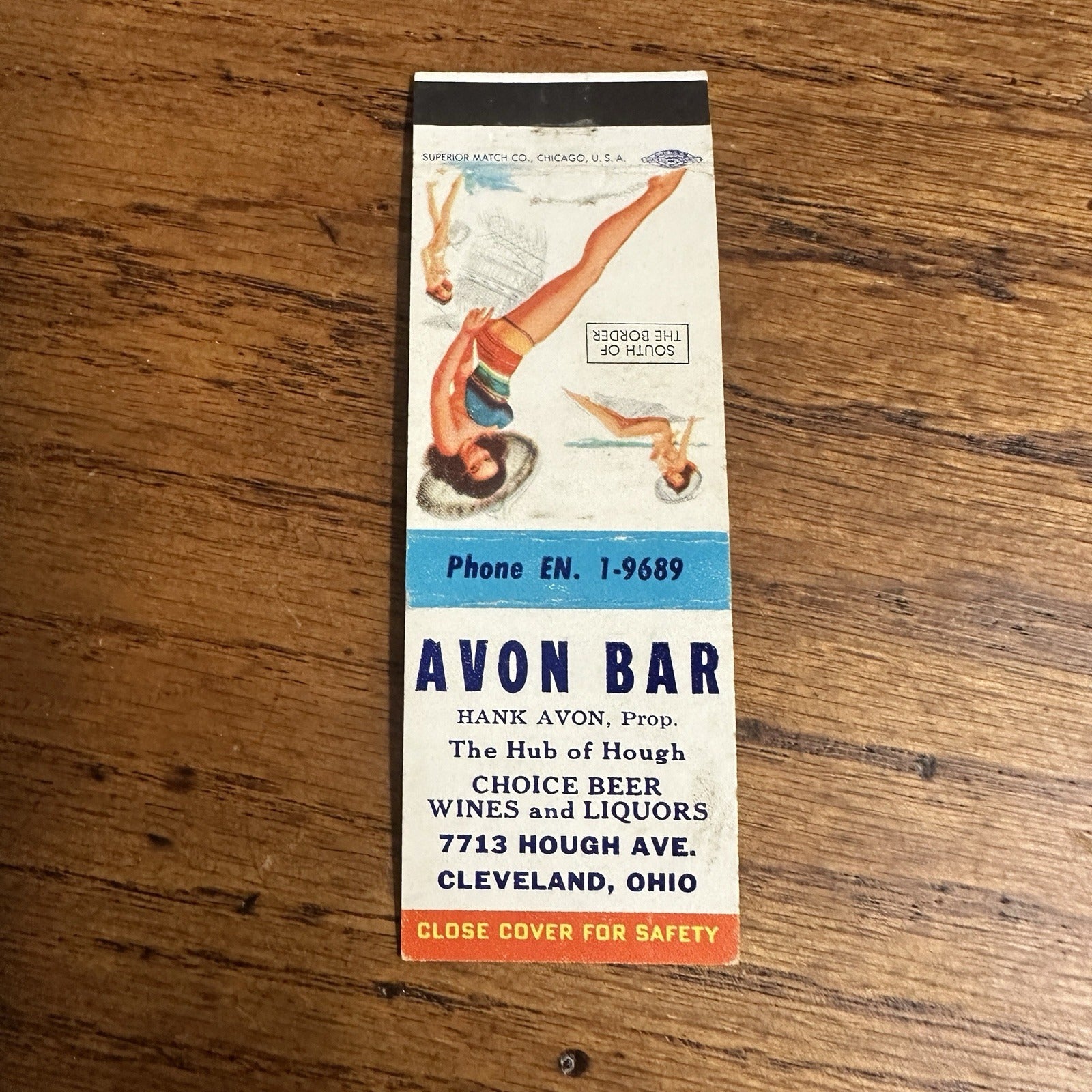 1940s 1950s Pinup Girl Girlie Matchbook Cover Cleveland Ohio Hank Avon Bar
