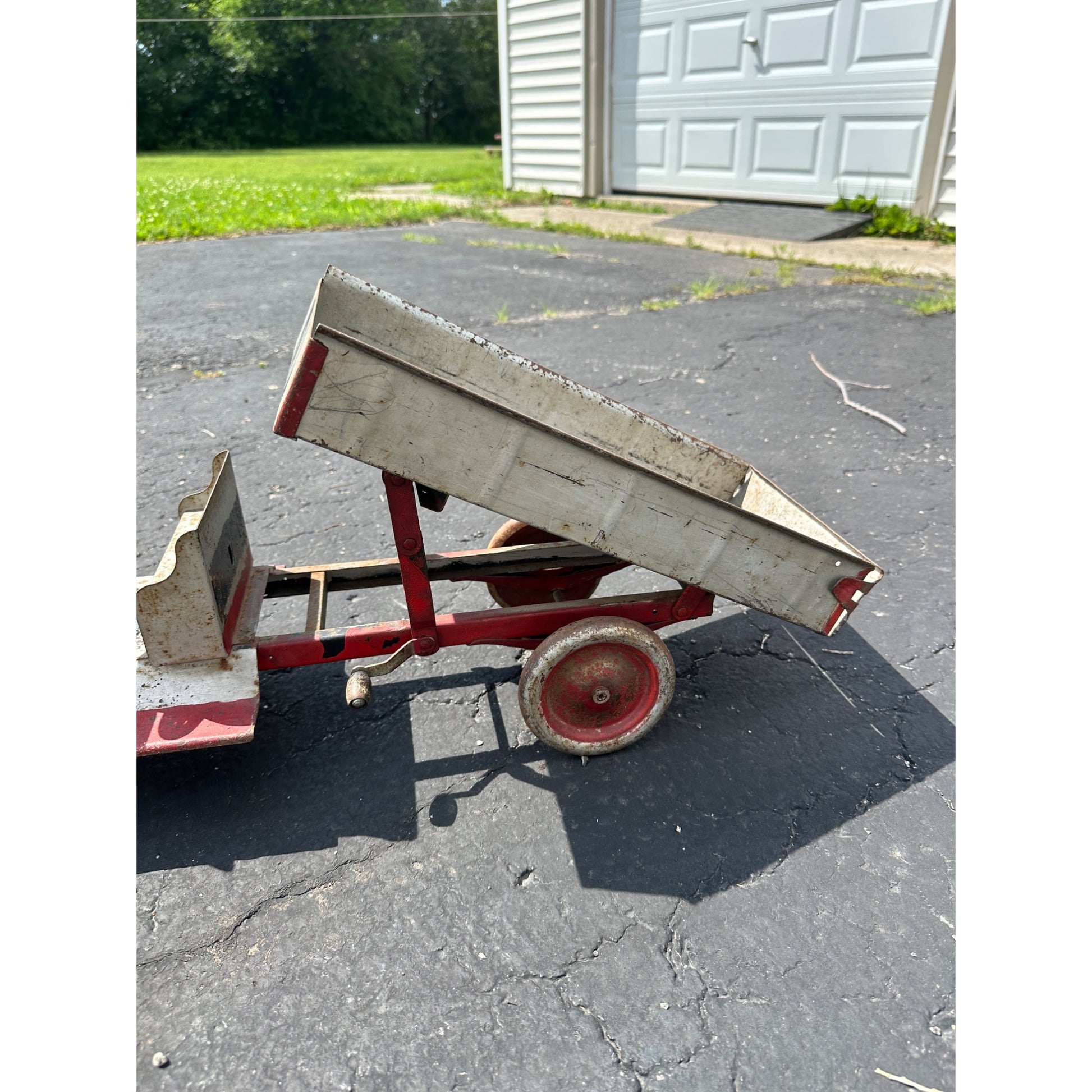Original Vintage 1920s Keystone Pressed Steel Dump Truck Toy 26" Long