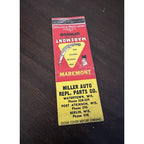 Vintage 1940s Maremont Auto Springs Advertising Matchbook Watertown Wis Miller