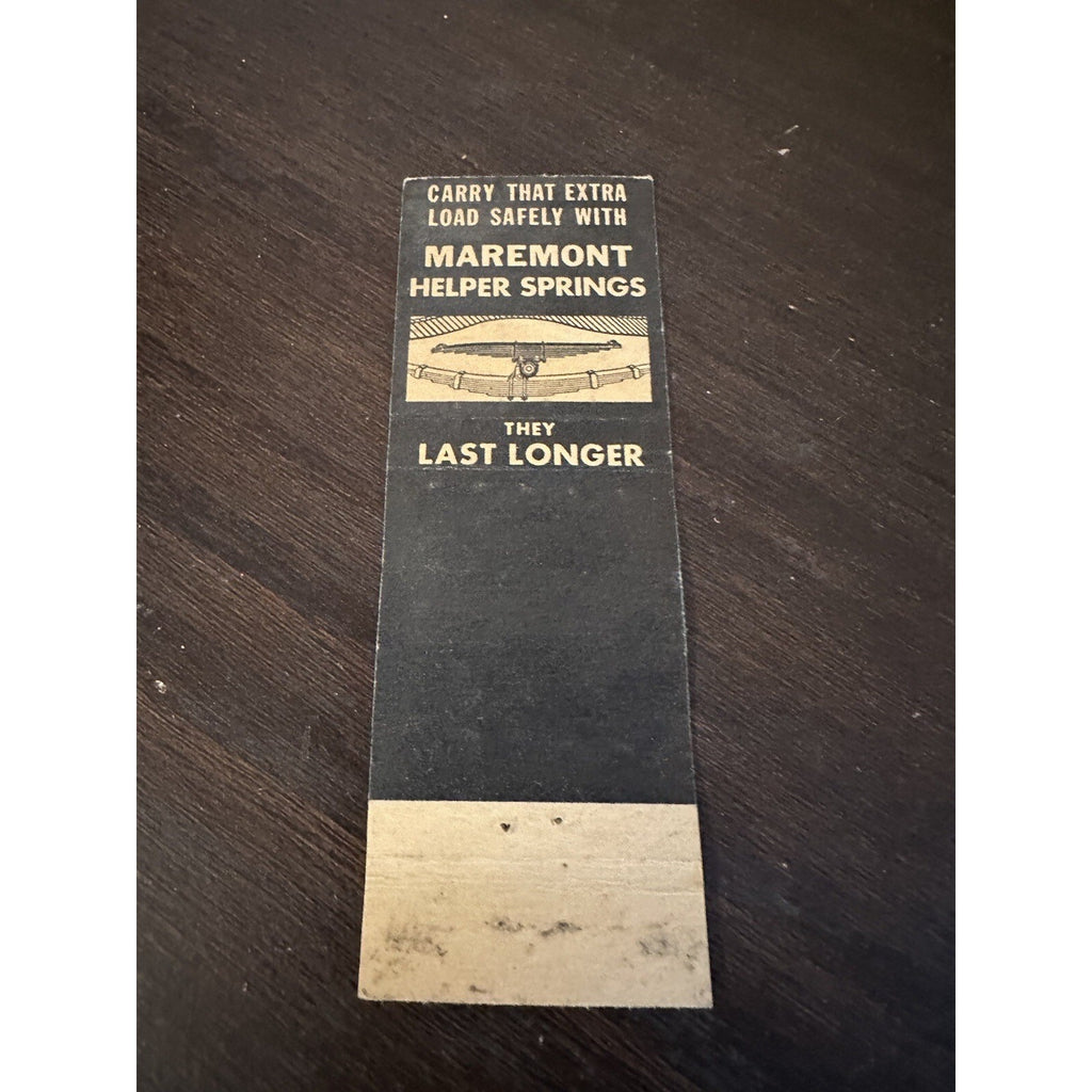 Vintage 1940s Maremont Auto Springs Advertising Matchbook Watertown Wis Miller