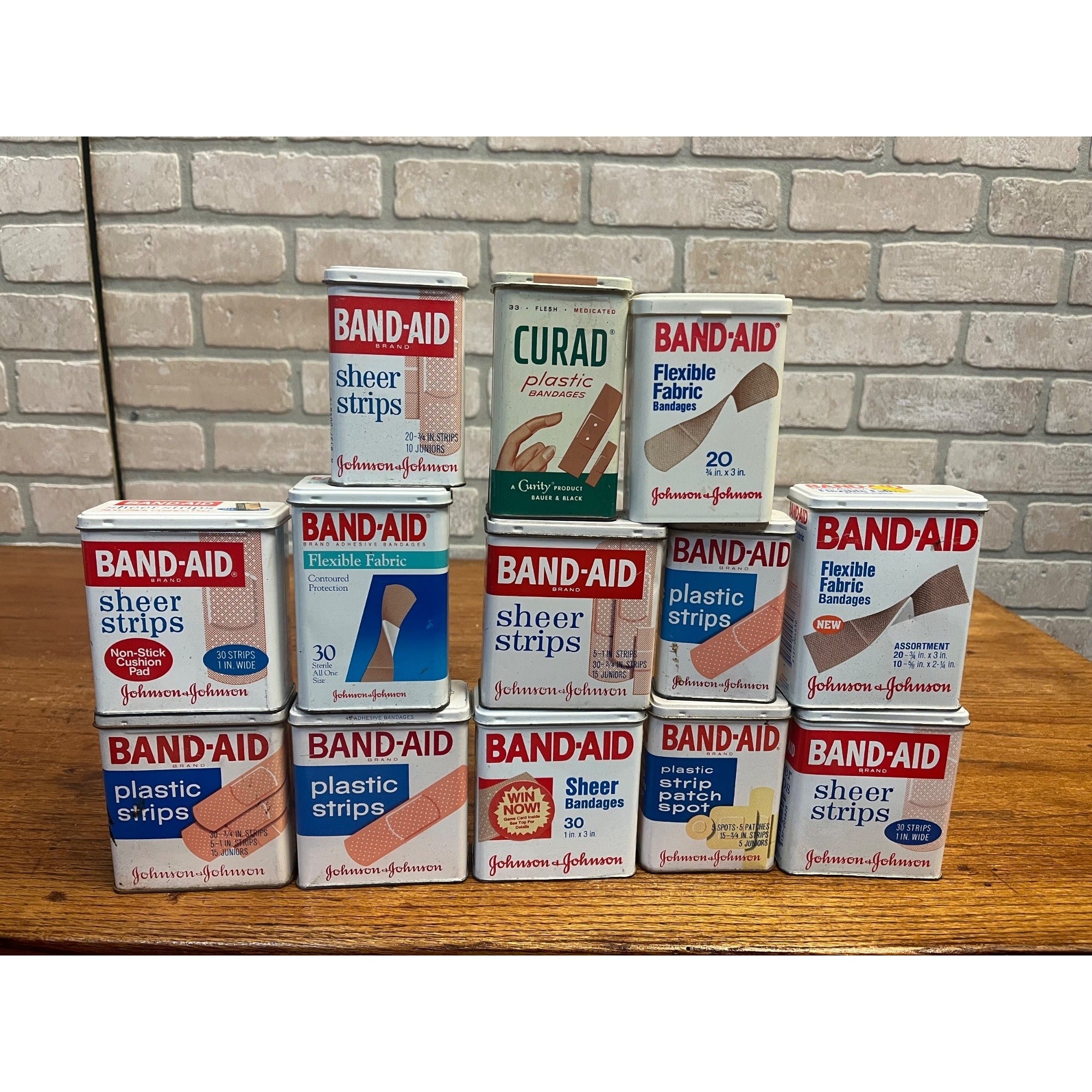 Vintage Johnson & Johnson Band-Aid Tins Curad Tin Lot Pharmacy Advertising