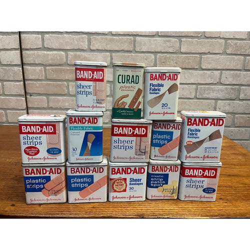 Vintage Johnson & Johnson Band-Aid Tins Curad Tin Lot Pharmacy Advertising
