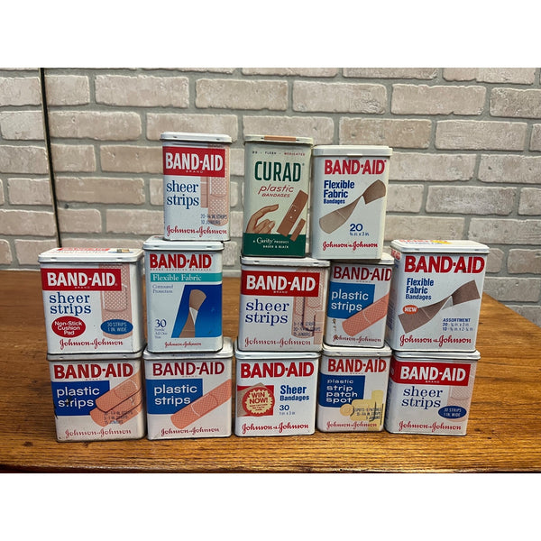 Vintage Johnson & Johnson Band-Aid Tins Curad Tin Lot Pharmacy Advertising